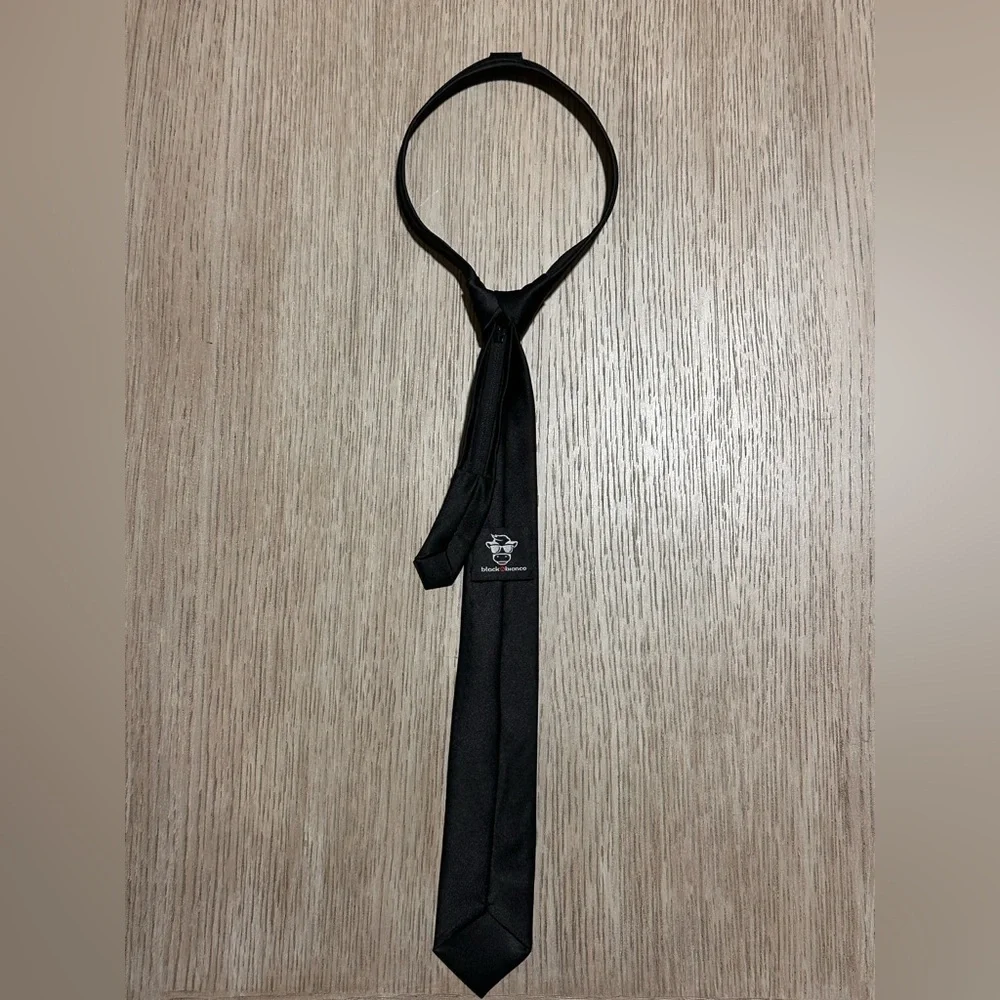 Black N Bianco Slim Black Neck Tie - Classic Solid (2” wide)